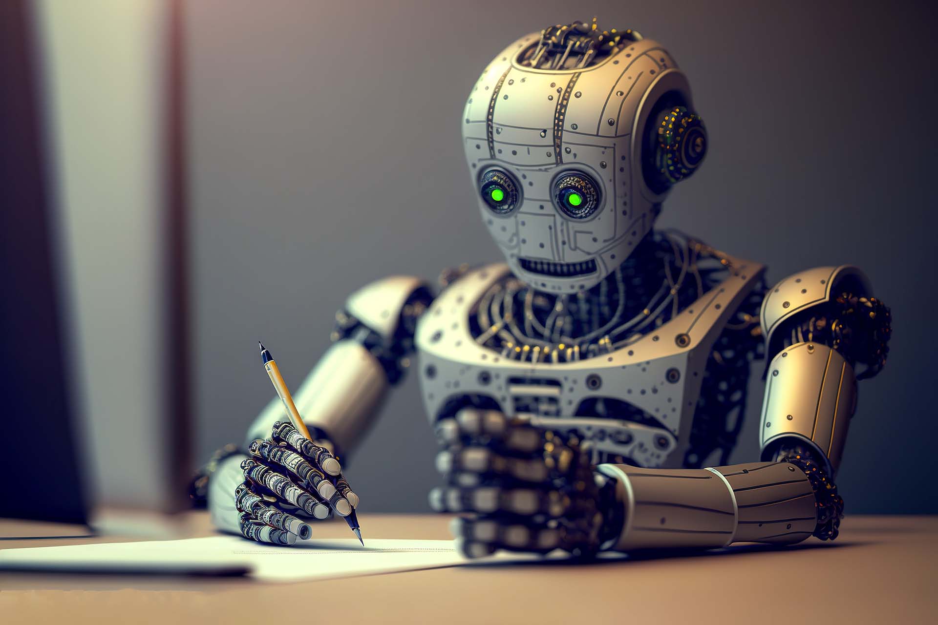 What is ChatGPT an image of a robot writing an article