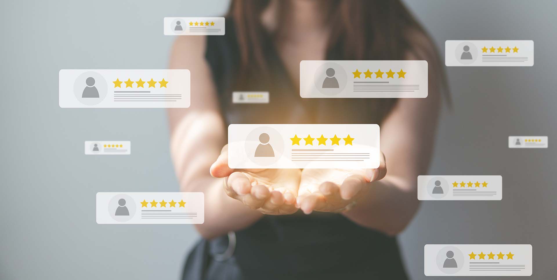 The Importance of Customer Reviews and How to Encourage Them - lady holding online reviews