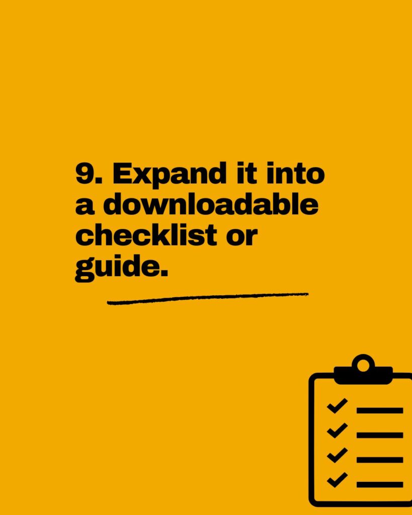 10 Quick Ways to Repurpose a Blog Post - tenth slide in this series featuring the tips from the above section