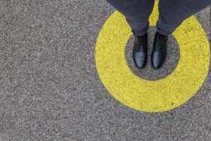 Customer standing at the centre of a decision-making journey surrounded by potential influences and touchpoints